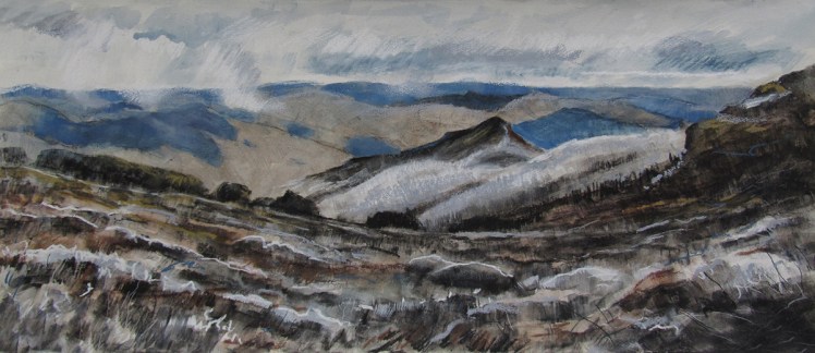 Razor Viking Wilderness, 2012, pastel and acrylic on paper, 18 x 40 cm