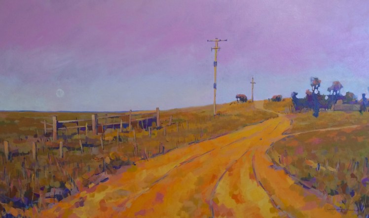 Moon Road, 2014, acrylic on linen, 62 x 102 cm