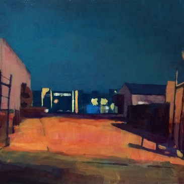 Waiting for Jen, 2014, acrylic on board, 19 x 30 cm