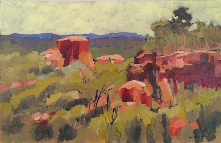 Red Knob, 2015, acrylic on board, 18 x 28 cm