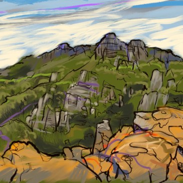 On Top of the Chimney Pots, 2016, ink on acid-free paper, 18 x 50 cm A$150 unframed edition of 50