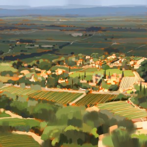 Gigondas 9, 2024, 30 x30 cm, ink on paper, A$150, unframed edition of 50