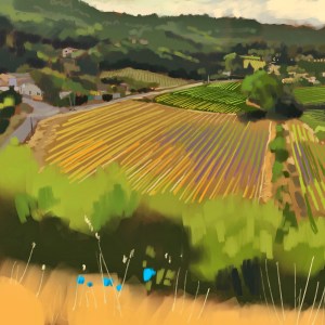 Gigondas 4, 2024, 30 x30 cm, ink on paper, A$150, unframed edition of 50