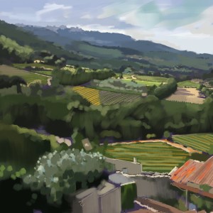 Gigondas 8, 2024, 30 x30 cm, ink on paper, A$150, unframed edition of 50