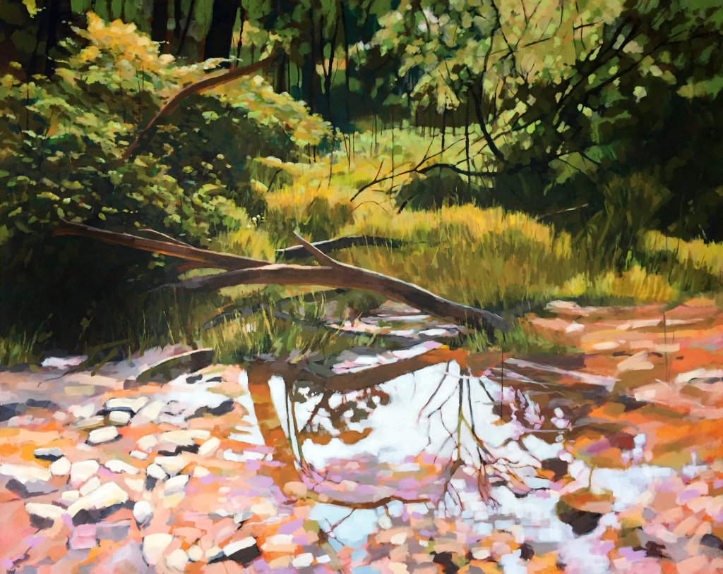 Swampy Creek I, 2019, acrylic on linen, 120 x 150cm, $6875