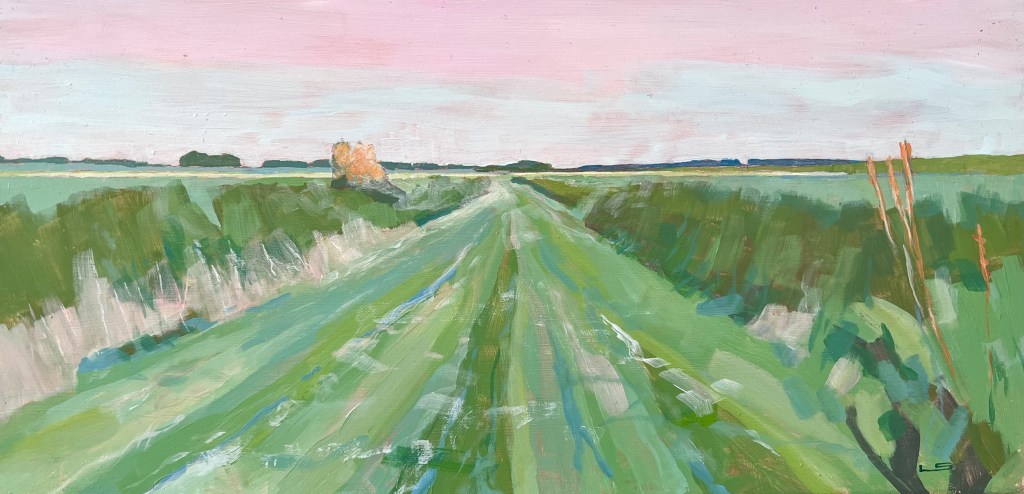 Green Lane. 2023. Acrylic on Masonite. 20cm x 40cm A$500