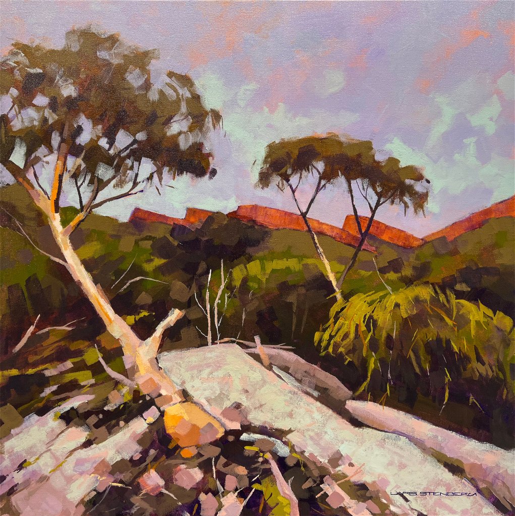 Gariwerd Dawn V, 2025, acrylic on canvas, 60 x 60 cm, A$2250 framed