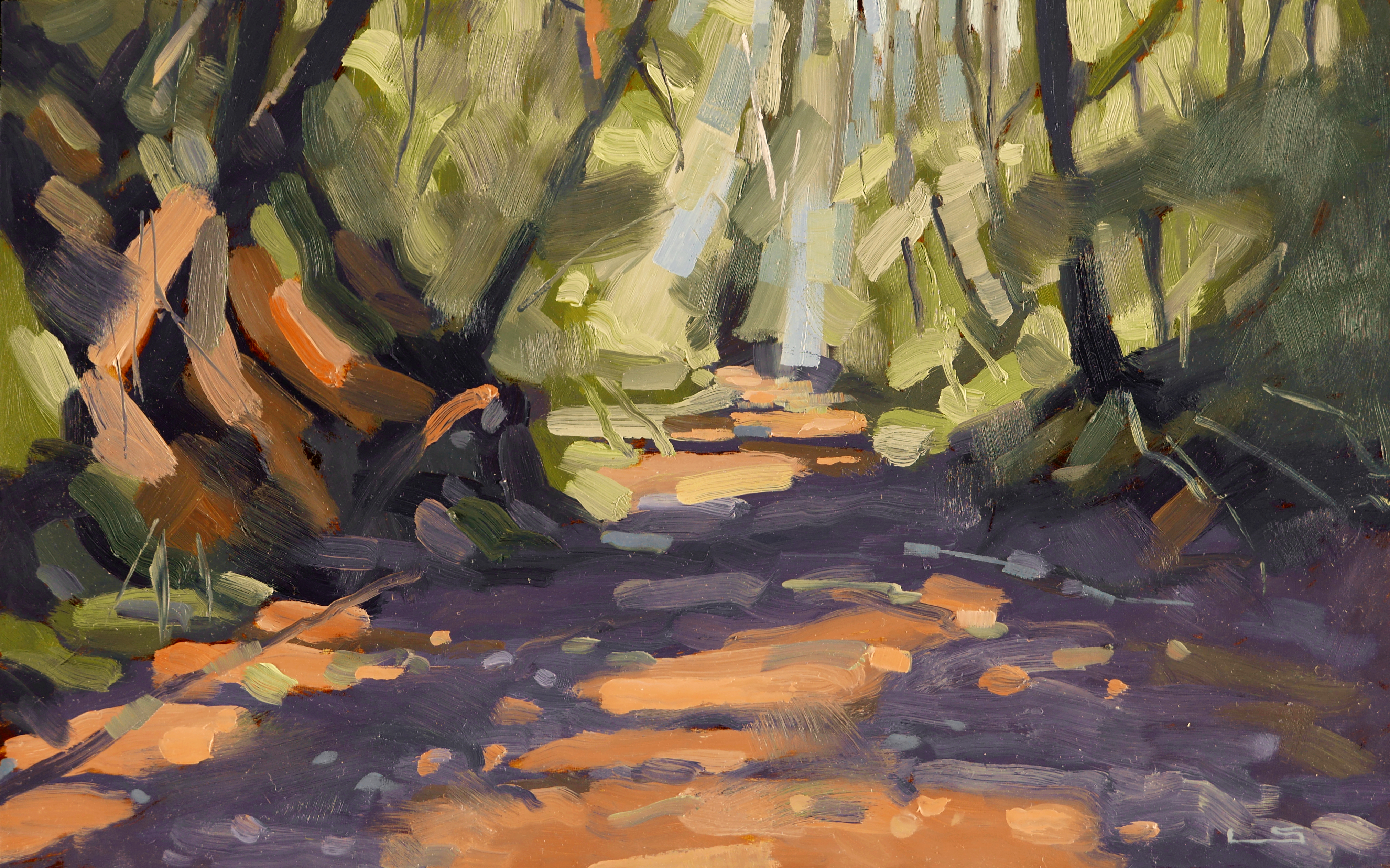 Summer Creek 8, 2025, oil on Gessoboard, 20 x 33 cm, SOLD