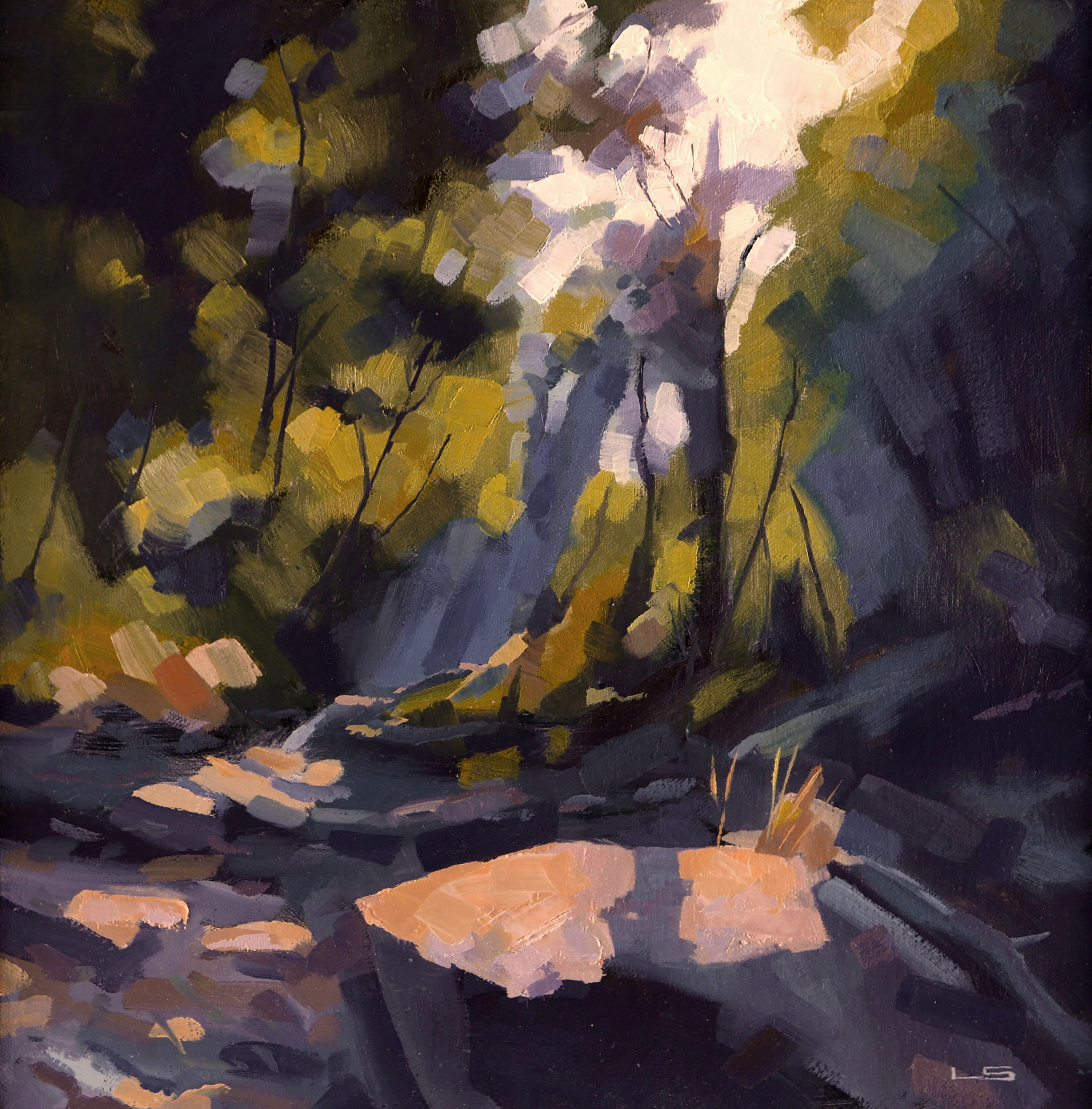 Summer Creek 9, 2025, oil on canvas, 30 x 30 cm, SOLD