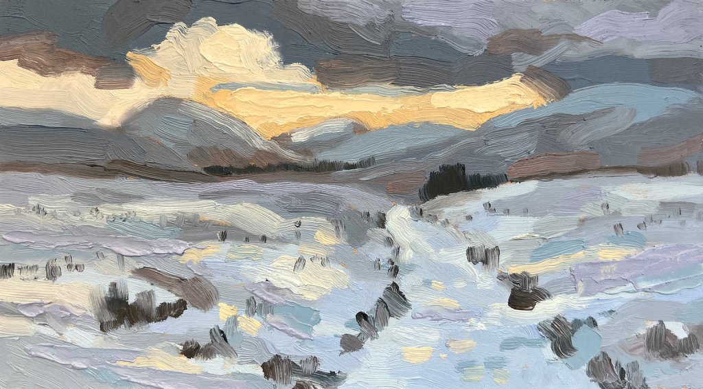 Rannoch 2, oil on board, 13 x 23 cm, $375