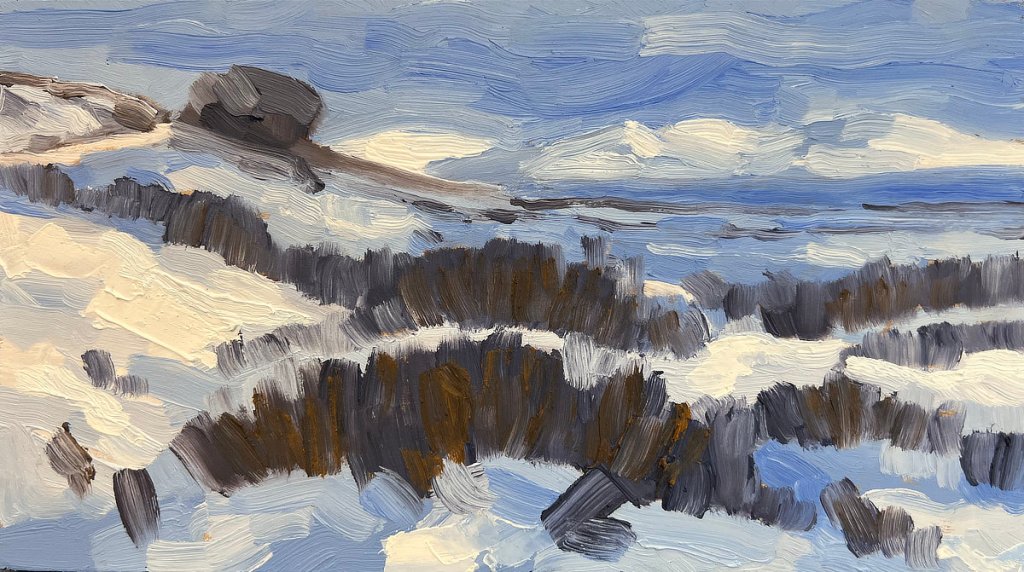 Rannoch 3, oil on board, 13 x 23 cm, $375