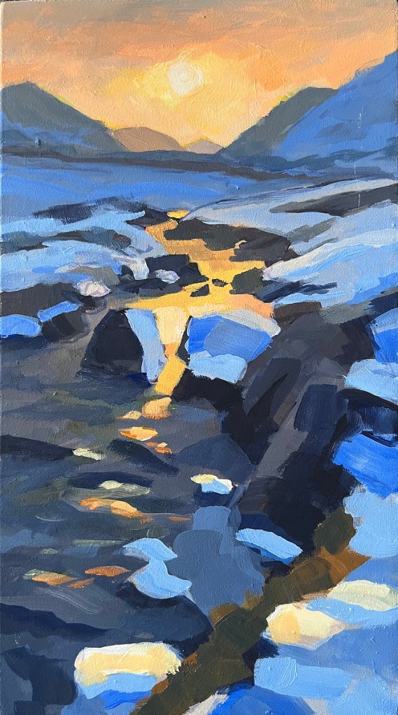 Ice River Sunset, 2026, acrylic on board, 23 x 13 cm NFS