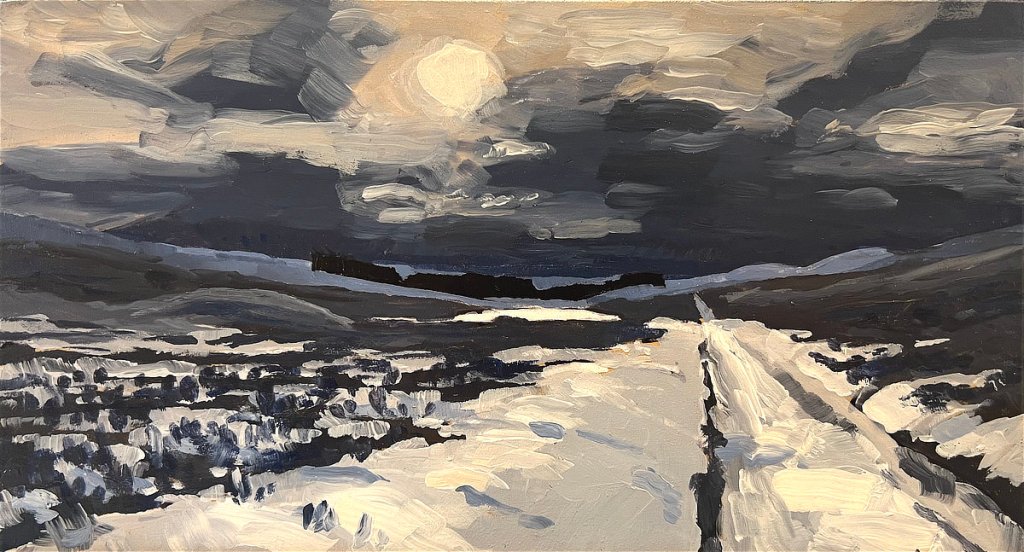 Night Way 1, acrylic on board, 13 x 23 cm, NFS